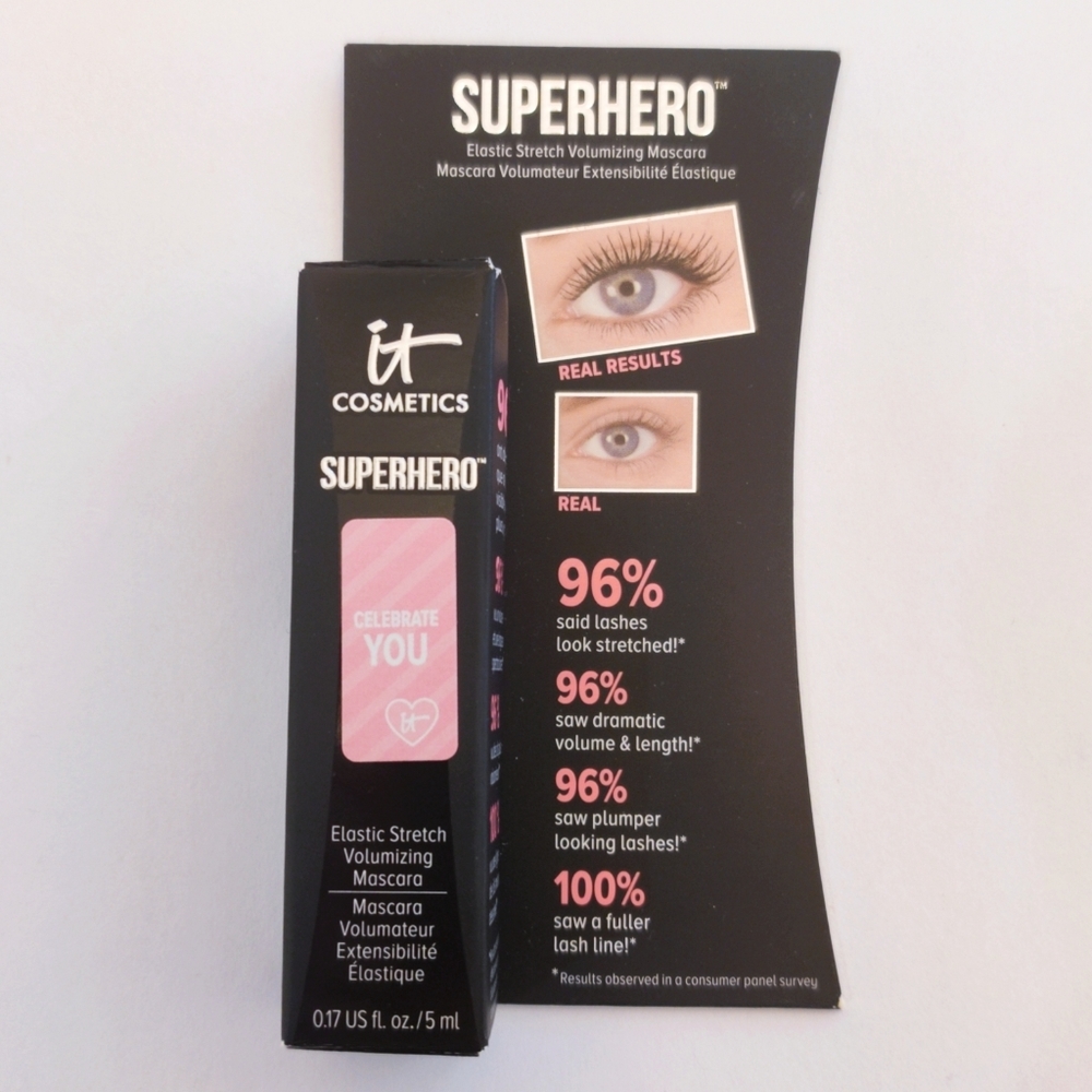BNIB IT Cosmetics Superhero Mascara Super Black Volumizing 0.17 fl oz / 5ml